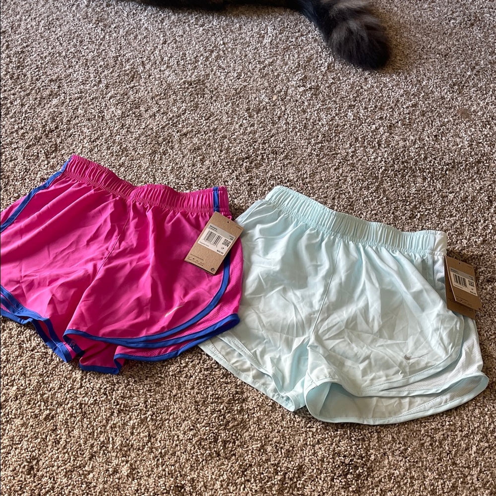 Nike Women's Athletic Shorts - Pink and Light Blue